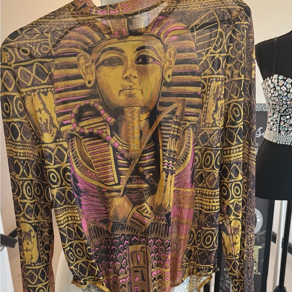 Egyptian Pharaoh Print Sheer Top and pant set